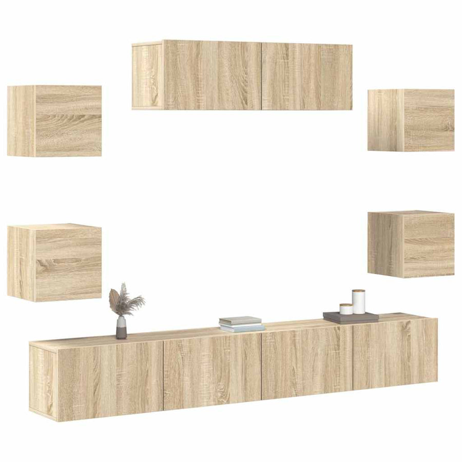 7 Piece TV Cabinet Set Sonoma Oak Engineered Wood