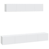 4 Piece TV Cabinet Set White Engineered Wood - Front View