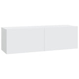 4 Piece TV Cabinet Set White Engineered Wood - 45-Degree Angle