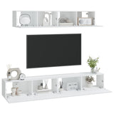 4 Piece TV Cabinet Set White Engineered Wood - Close-Up Angle