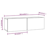 4 Piece TV Cabinet Set White Engineered Wood - Low Angle