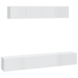 4 Piece TV Cabinet Set High Gloss White Engineered Wood - Front View