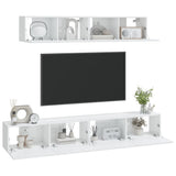 4 Piece TV Cabinet Set High Gloss White Engineered Wood