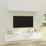 4 Piece TV Cabinet Set High Gloss White Engineered Wood