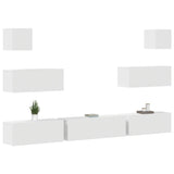 7 Piece TV Cabinet Set White Engineered Wood - Side View