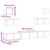7 Piece TV Cabinet Set White Engineered Wood
