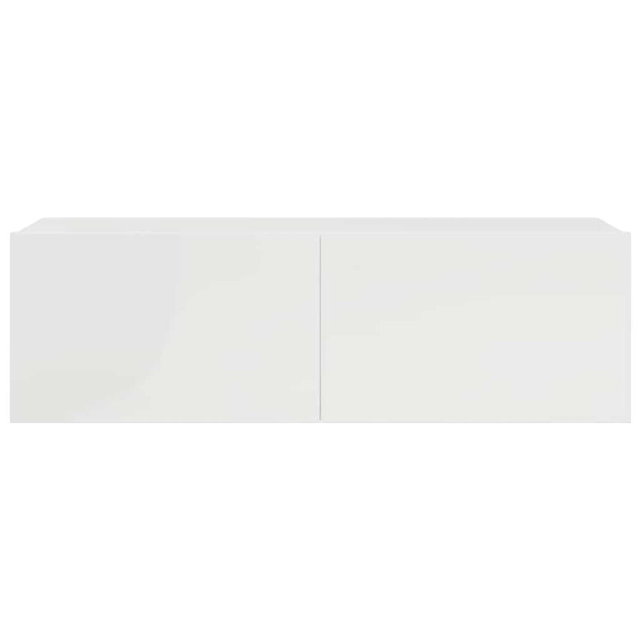 7 Piece TV Cabinet Set High Gloss White Engineered Wood