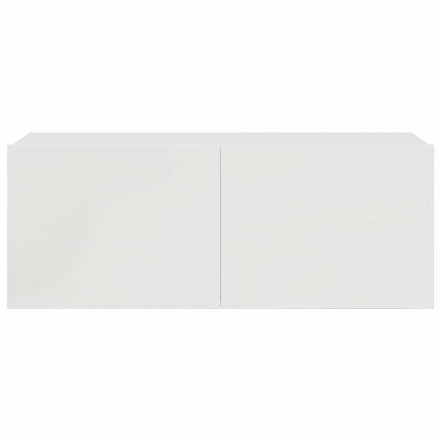 7 Piece TV Cabinet Set High Gloss White Engineered Wood