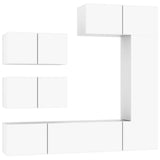 6 Piece TV Cabinet Set White Engineered Wood - Front View