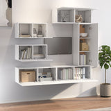 6 Piece TV Cabinet Set White Engineered Wood - Side View