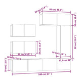 6 Piece TV Cabinet Set White Engineered Wood - Extra Image