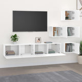Wall-mounted TV Cabinet White Engineered Wood - Side View