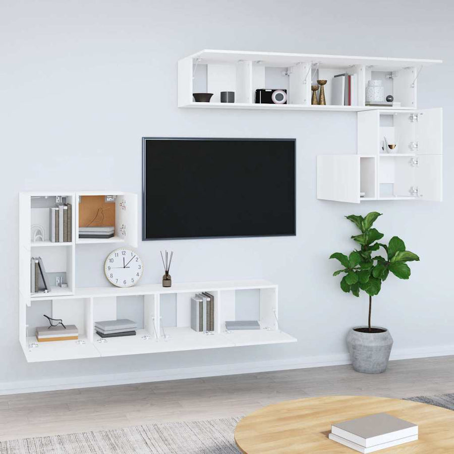Wall-mounted TV Cabinet White Engineered Wood