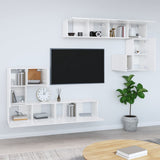 Wall-mounted TV Cabinet High Gloss White Engineered Wood - Side View