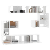 Wall-mounted TV Cabinet High Gloss White Engineered Wood - Top-Down View
