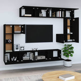 Wall-mounted TV Cabinet Black Engineered Wood - Side View