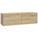 Wall-mounted TV Cabinet Sonoma Oak Engineered Wood - Close-Up Angle