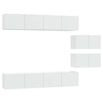 4 Piece TV Cabinet Set White Engineered Wood