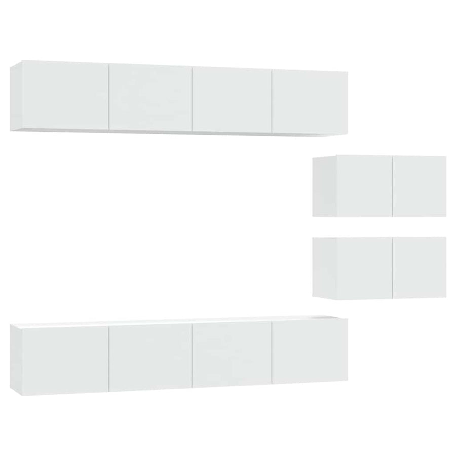 4 Piece TV Cabinet Set White Engineered Wood