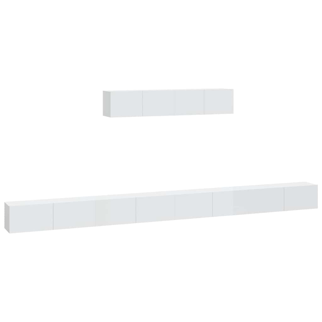 4 Piece TV Cabinet Set High Gloss White Engineered Wood