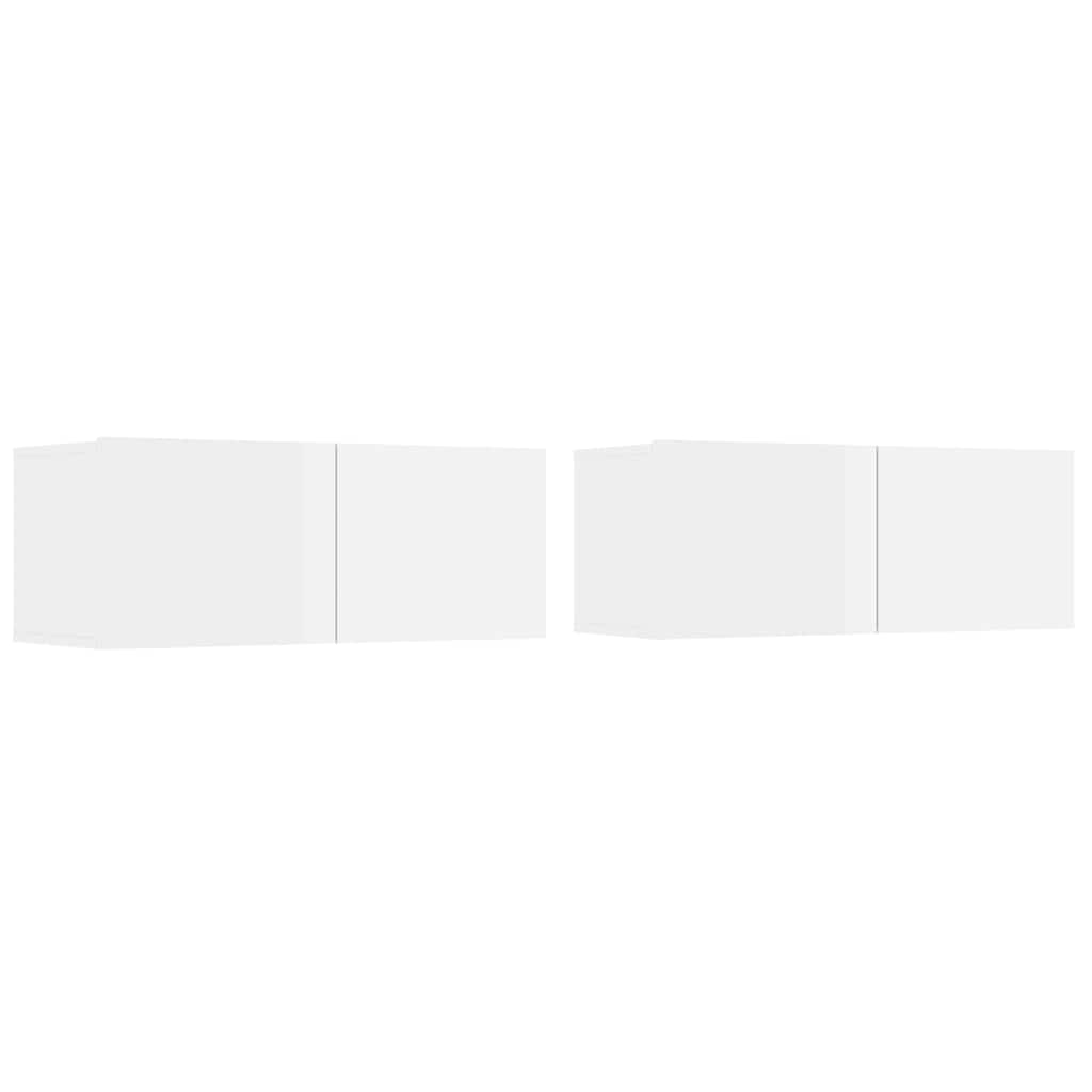 4 Piece TV Cabinet Set High Gloss White Engineered Wood