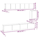 6 Piece TV Cabinet Set Black Engineered Wood - Low Angle