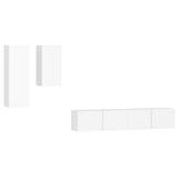 4 Piece TV Cabinet Set White Engineered Wood - Front View