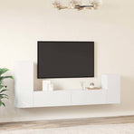4 Piece TV Cabinet Set White Engineered Wood