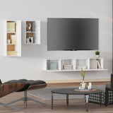 4 Piece TV Cabinet Set White Engineered Wood - Side View
