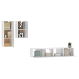 4 Piece TV Cabinet Set White Engineered Wood - Top-Down View