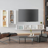 4 Piece TV Cabinet Set White Engineered Wood - Side View