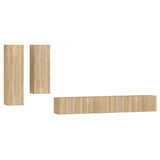 4 Piece TV Cabinet Set Sonoma Oak Engineered Wood - Front View