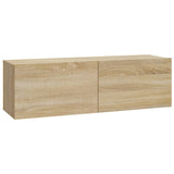 4 Piece TV Cabinet Set Sonoma Oak Engineered Wood - Close-Up Angle