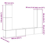 4 Piece TV Cabinet Set Sonoma Oak Engineered Wood - Extra Image