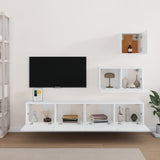 4 Piece TV Cabinet Set White Engineered Wood - Side View