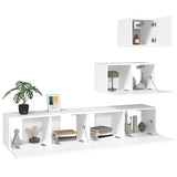 4 Piece TV Cabinet Set White Engineered Wood - Top-Down View