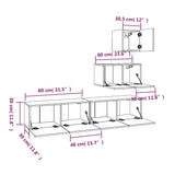 4 Piece TV Cabinet Set White Engineered Wood - Close-Up Angle