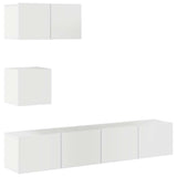 4 Piece TV Cabinet Set High Gloss White Engineered Wood - Front View