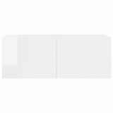 4 Piece TV Cabinet Set High Gloss White Engineered Wood - Rear View