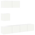 4 Piece TV Cabinet Set White Engineered Wood