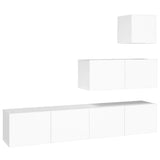 4 Piece TV Cabinet Set White Engineered Wood - Front View