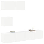 4 Piece TV Cabinet Set White Engineered Wood