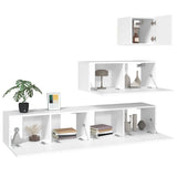 4 Piece TV Cabinet Set White Engineered Wood - Top-Down View