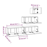4 Piece TV Cabinet Set White Engineered Wood - Close-Up Angle