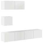 4 Piece TV Cabinet Set High Gloss White Engineered Wood