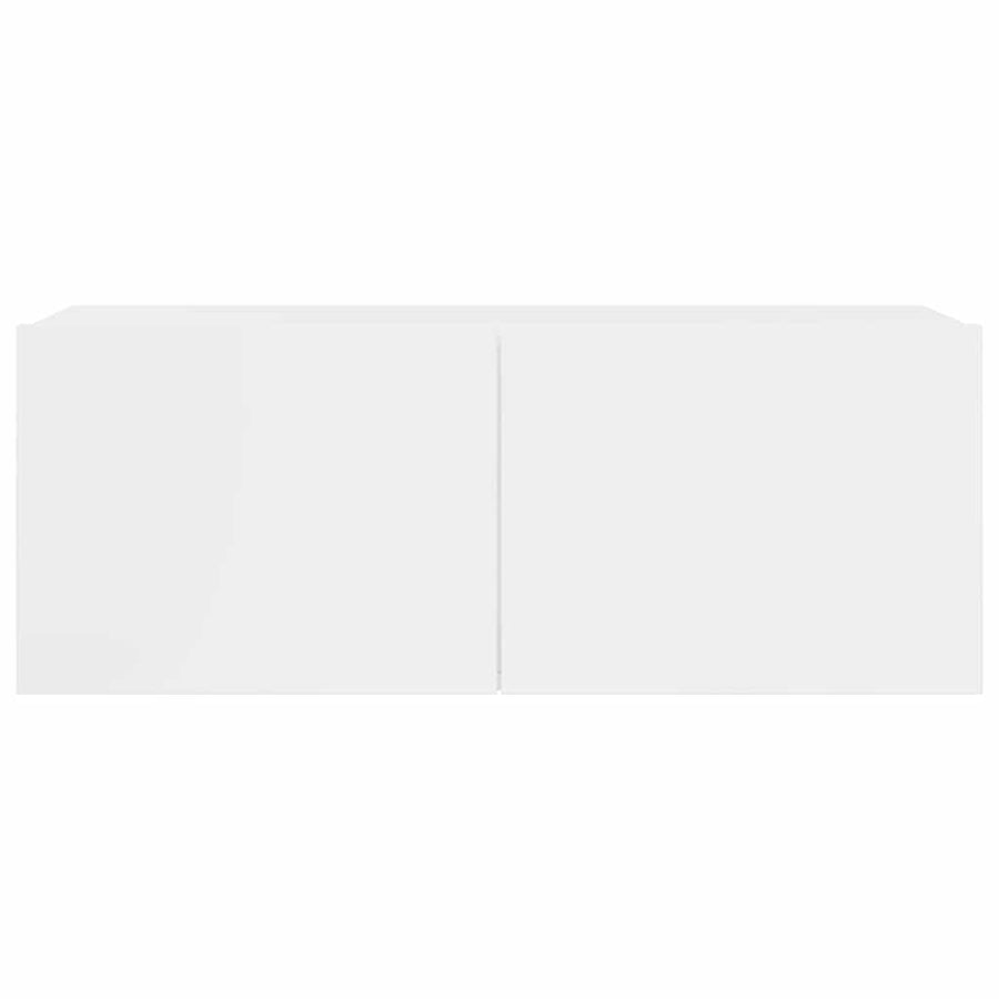 4 Piece TV Cabinet Set High Gloss White Engineered Wood