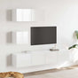 4 Piece TV Cabinet Set High Gloss White Engineered Wood