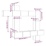 9 Piece TV Cabinet Set Black Engineered Wood - Rear View