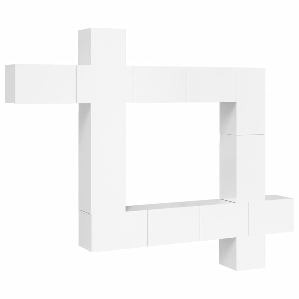 9 Piece TV Cabinet Set High Gloss White Engineered Wood