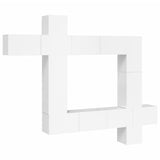 9 Piece TV Cabinet Set High Gloss White Engineered Wood - Front View